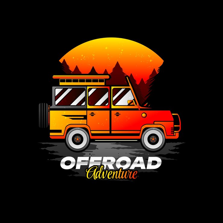 Vetor grátis modelo de logotipo offroad gradiente