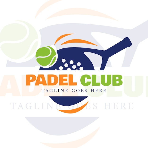 Modelo de logotipo padel de design plano