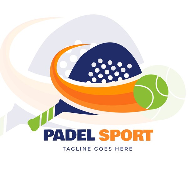 Modelo de logotipo padel de design plano