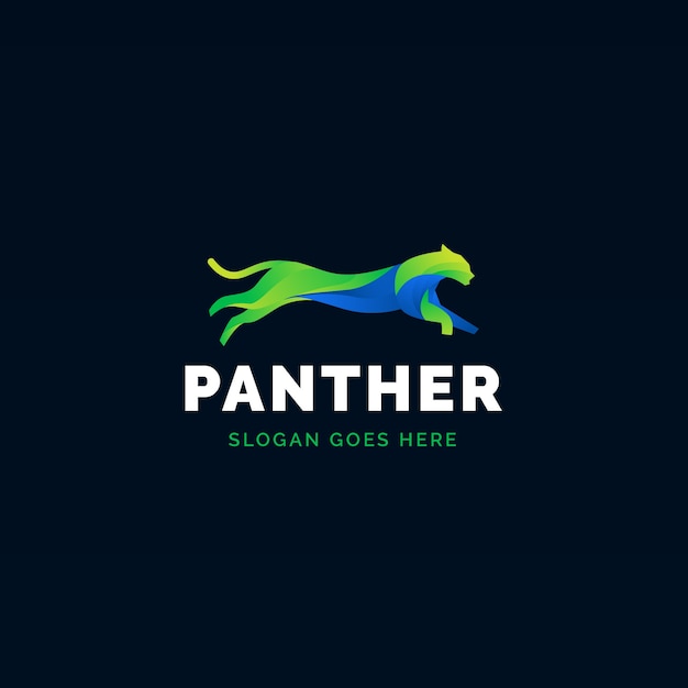 Modelo de logotipo pantera em gradiente colorido