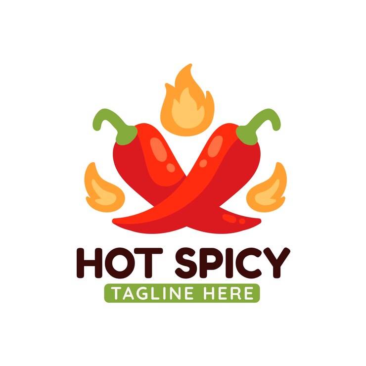 Vetor grátis modelo de logotipo picante desenhado à mão