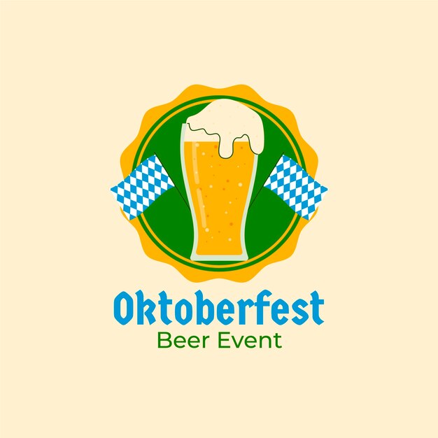 Modelo de logotipo plano para o festival oktoberfest