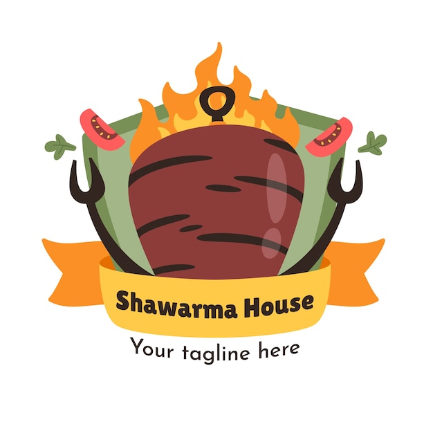 Modelo de logotipo shawarma desenhado à mão