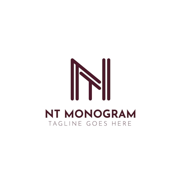 Modelo de logotipo tn ou nt de design plano