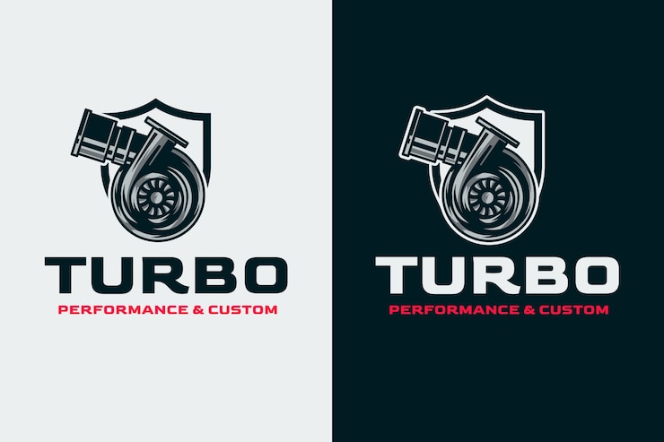 Vetor grátis modelo de logotipo turbo desenhado à mão