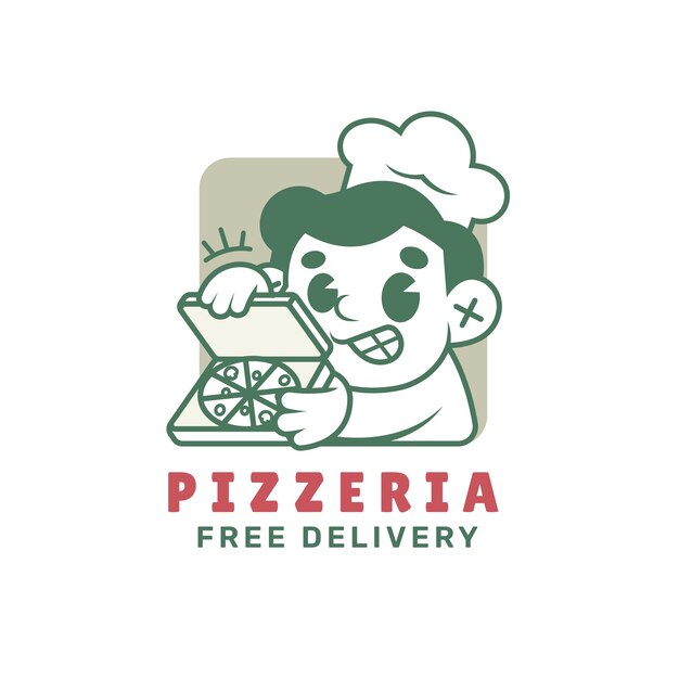Modelo de logotipo vintage de pizzaria desenhada de mão