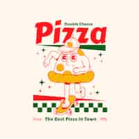 Vetor grátis modelo de logotipo vintage de pizzaria desenhada de mão