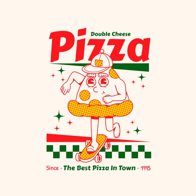 Modelo de logotipo vintage de pizzaria desenhada de mão