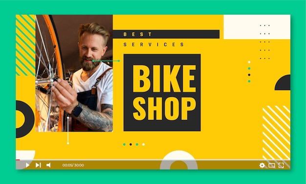 Vetor grátis modelo de loja de bicicletas de design plano