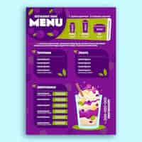 Vetor grátis modelo de menu de açaí desenhado à mão