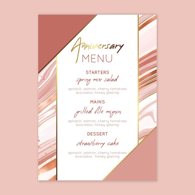 Modelo de menu de aniversário de 25 anos