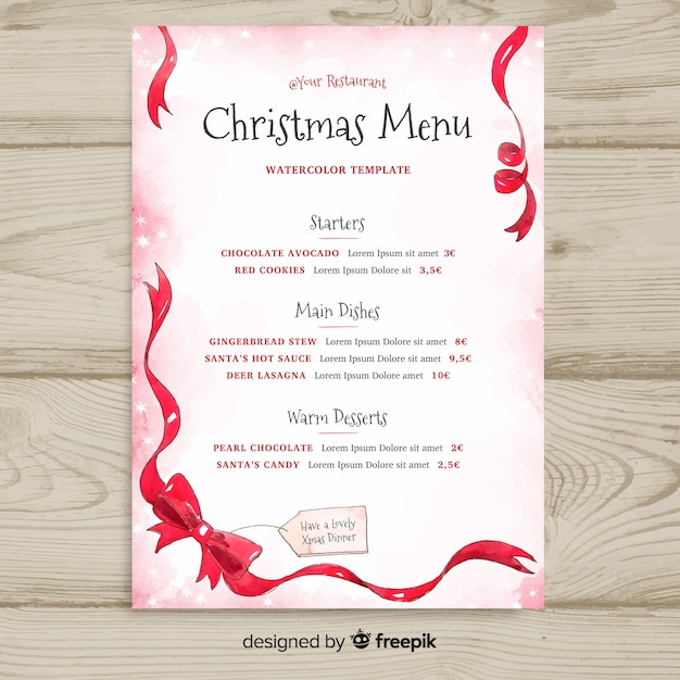 Modelo de menu de arco de natal