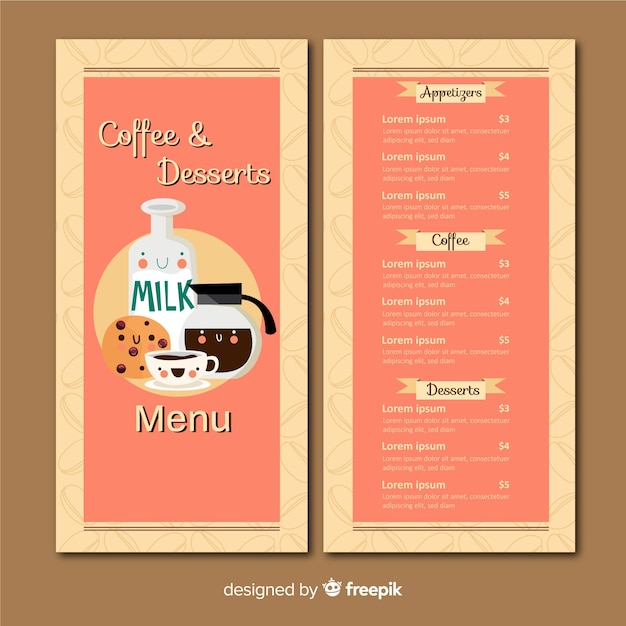 Modelo de menu de café