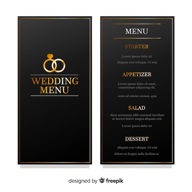 Modelo de menu de casamento