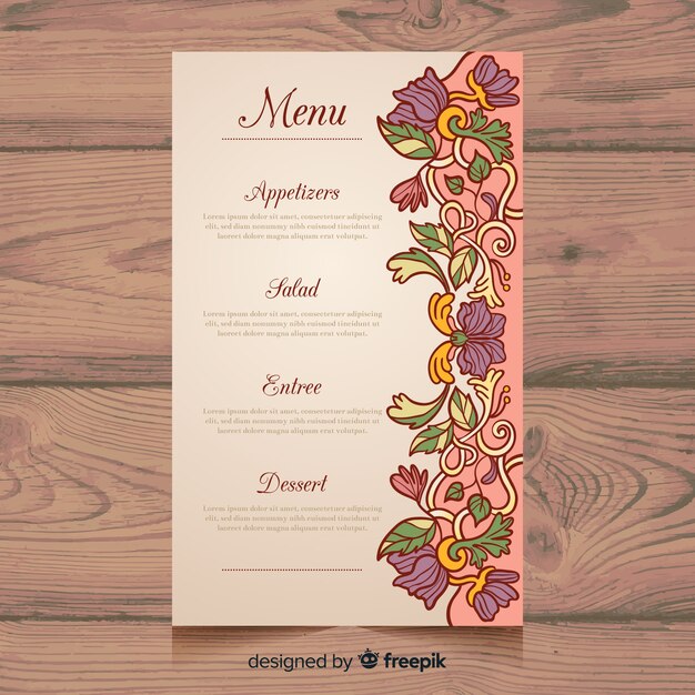 Modelo de menu de casamento