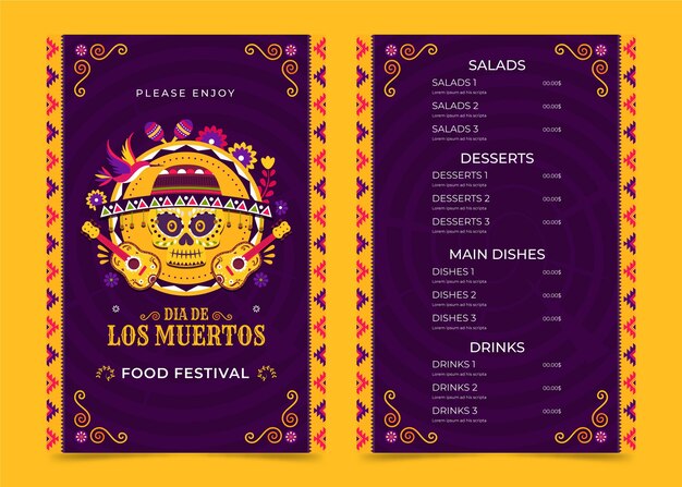 Modelo de menu de diâmetro plano