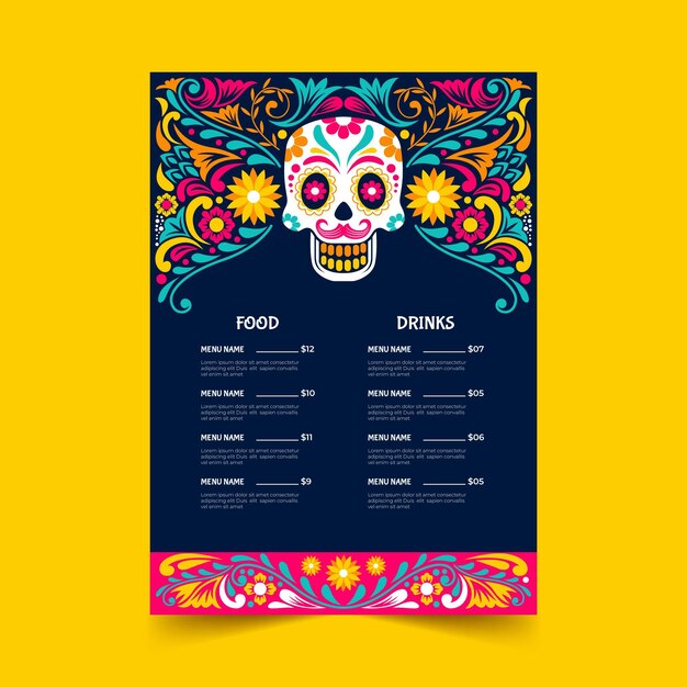 Modelo de menu de diâmetro plano