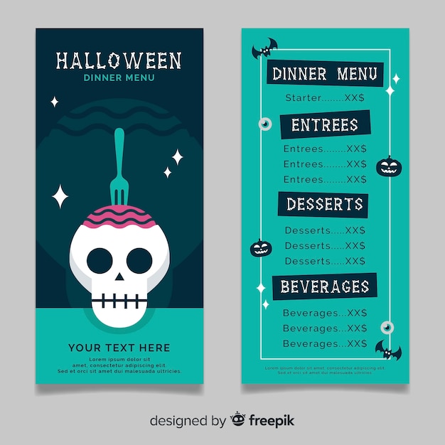 Modelo de menu de halloween verde