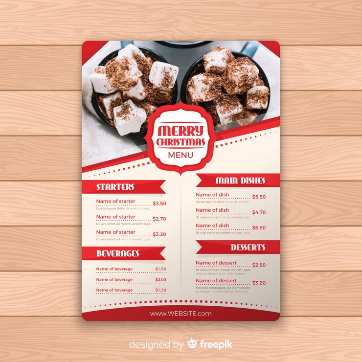 Vetor grátis modelo de menu de linha de pontos de natal