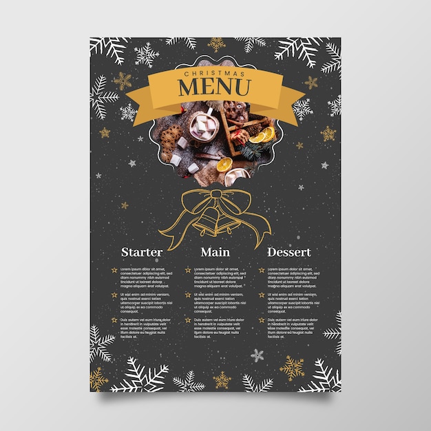 Modelo de menu de natal com foto