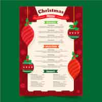 Vetor grátis modelo de menu de natal de design plano