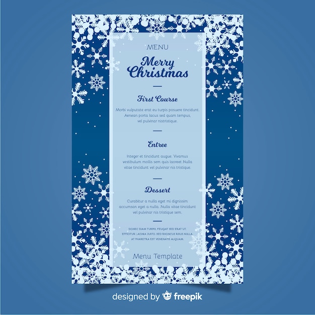 Modelo de menu de natal elegante em design plano