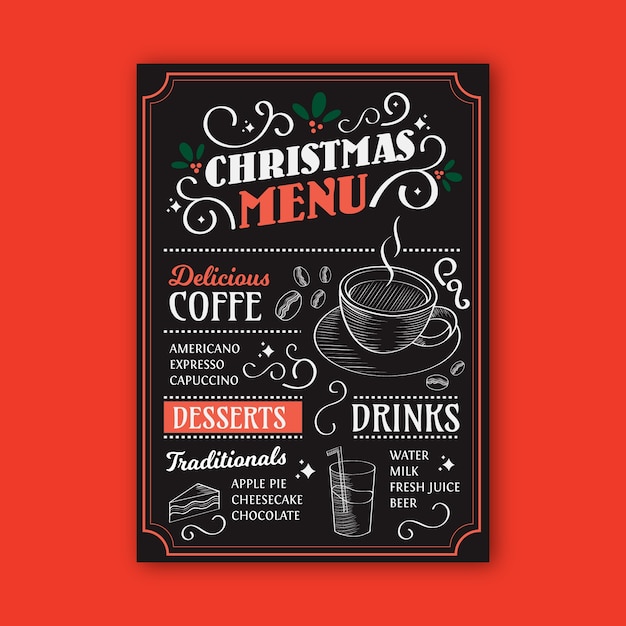 Vetor grátis modelo de menu de natal vintage