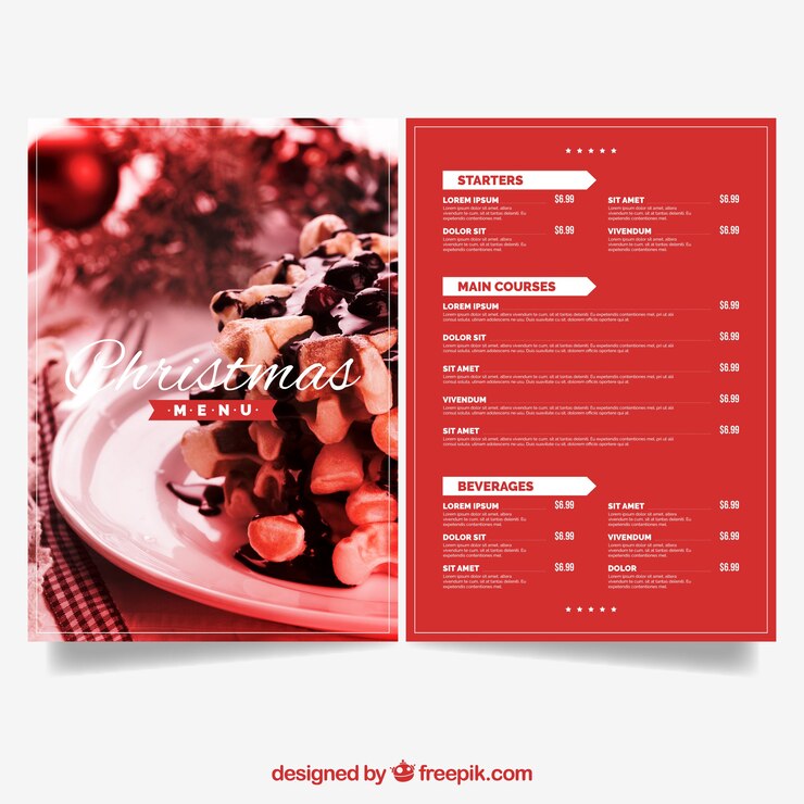 Vetor grátis modelo de menu de natal