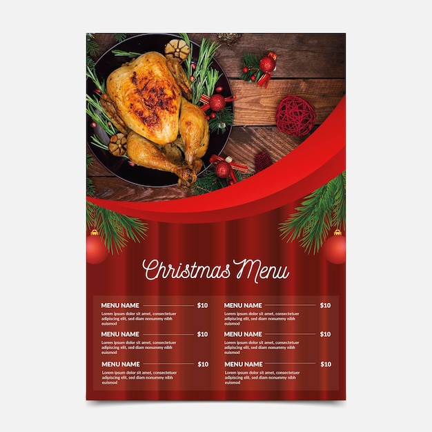 Vetor grátis modelo de menu de natal