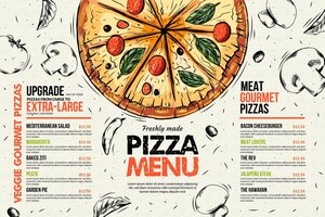 Modelo de menu de pizzaria