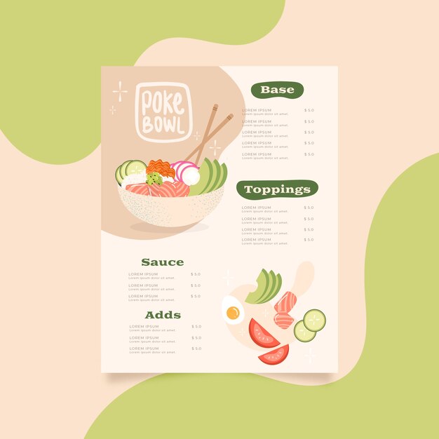 Modelo de menu de puxão desenhado à mão