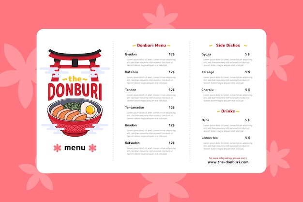 Vetor grátis modelo de menu desenhado à mão de restaurante japonês