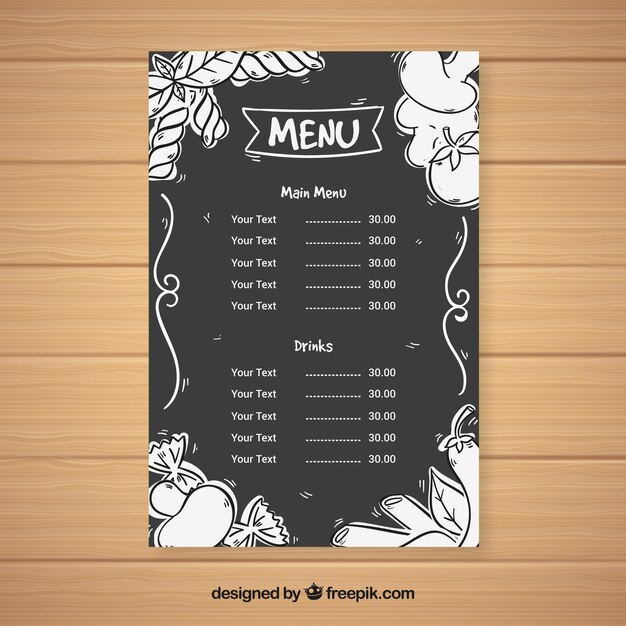 Modelo de menu desenhado manualmente