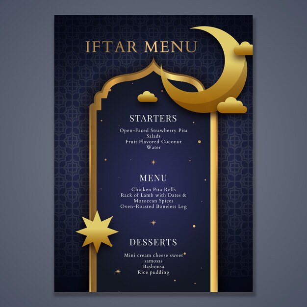 Vetor grátis modelo de menu do ramadã com lua