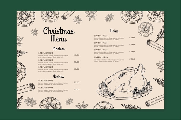 Vetor grátis modelo de menu horizontal vintage de natal