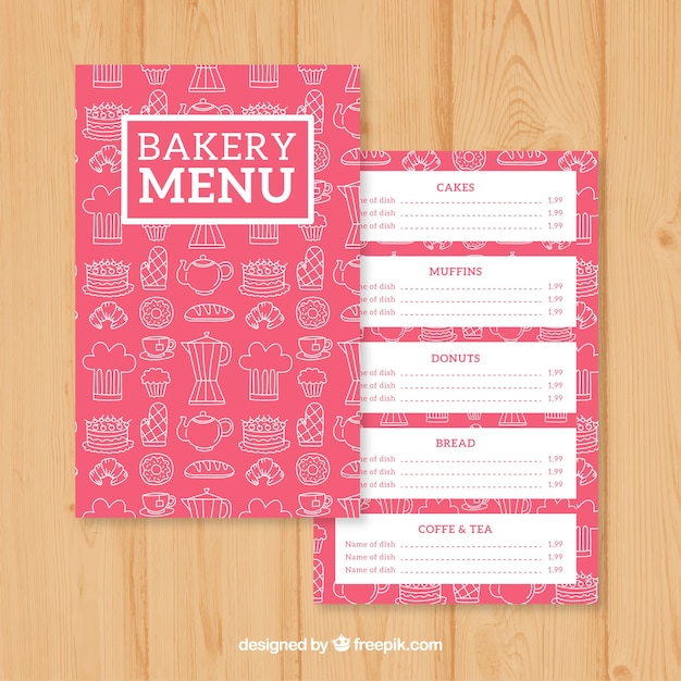 Modelo de menu padaria sketches