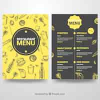 Vetor grátis modelo de menu preto e amarelo