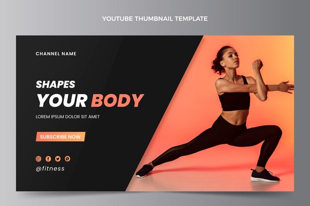 Modelo de miniatura do youtube de fitness gradiente