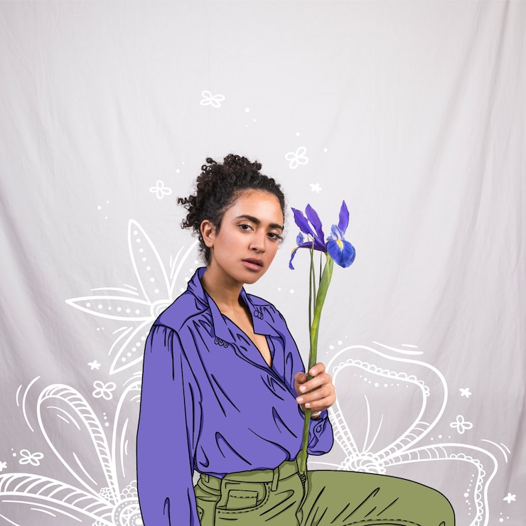 Vetor grátis modelo de moda com roupa casual