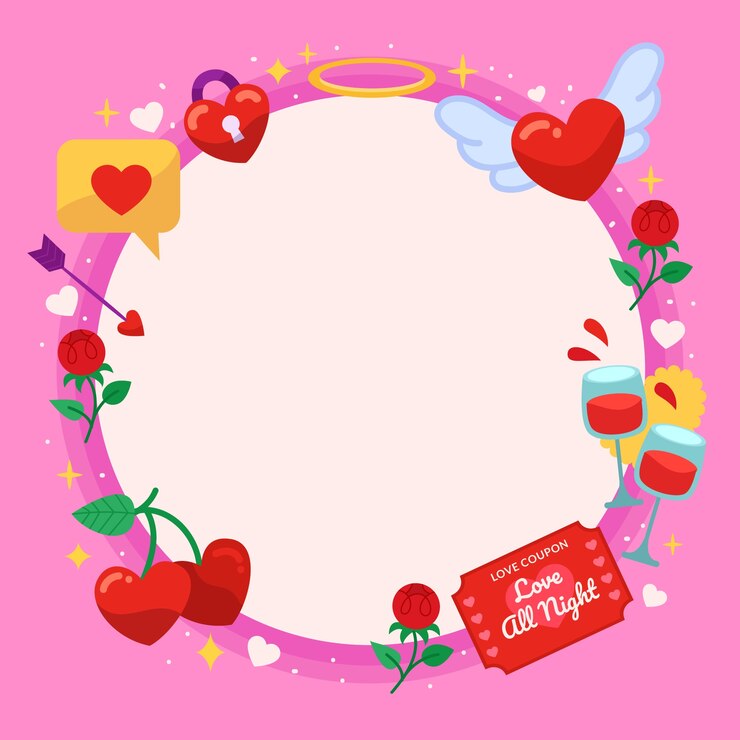 Vetor grátis modelo de moldura de foto de amor desenhada de mão