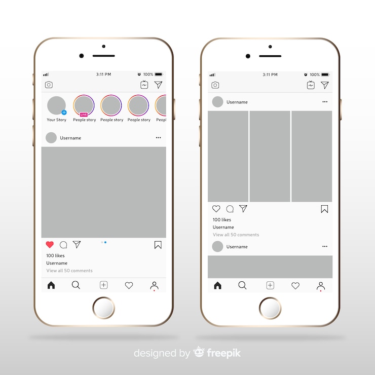 Vetor grátis modelo de moldura de foto instagram no smartphone