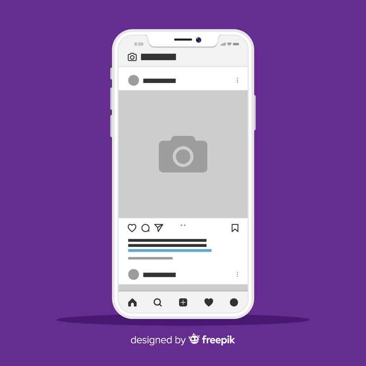 Vetor grátis modelo de moldura de foto instagram no smartphone