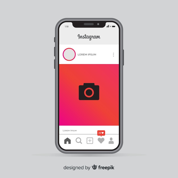 Vetor grátis modelo de moldura de foto instagram no smartphone