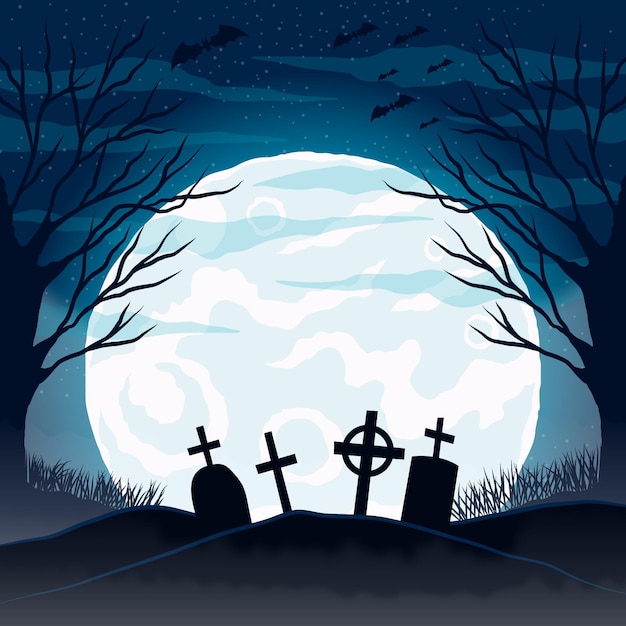 Modelo de moldura plana de Halloween desenhada à mão