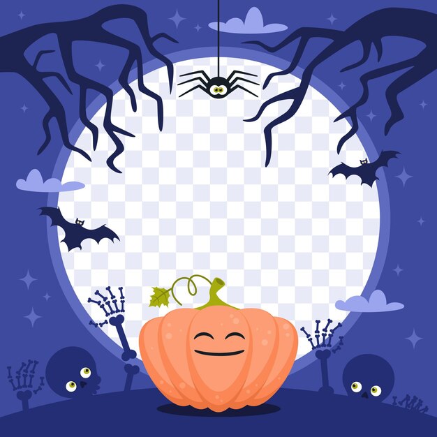 Modelo de moldura plana para mídia social de halloween