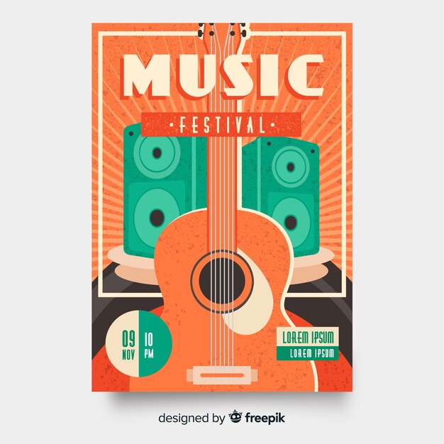 Modelo de música retrô de cartaz