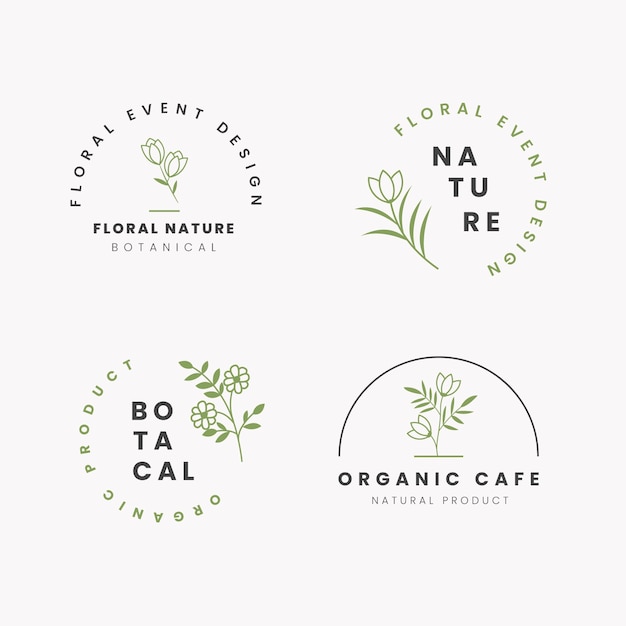 Vetor grátis modelo de pacote de logotipo de negócios naturais em estilo minimalista