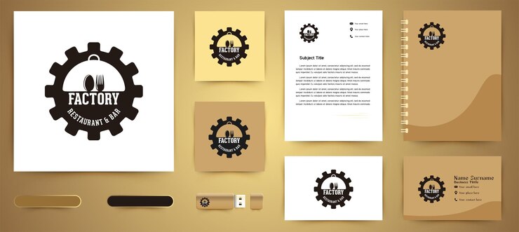 Vetor grátis modelo de pacote de marca de negócios de etiqueta de logotipo de máquinas de engrenagens vintage projetos inspiração isolada no fundo branco
