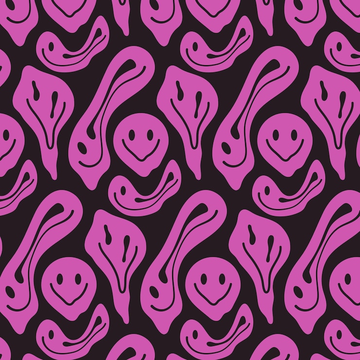 Vetor grátis modelo de padrão de emoticon violeta esticado e distorcido