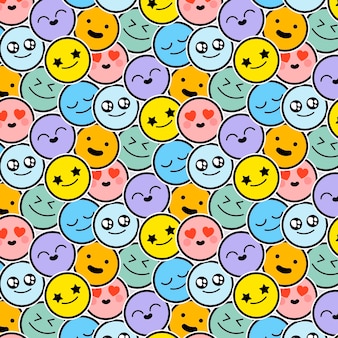 Modelo de padrão sem emenda de emojis de sorriso colorido